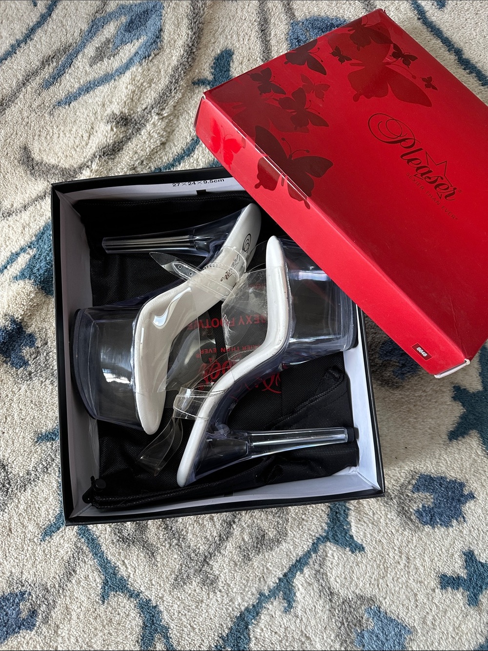 Pleaser Aspire Clear Platform Heels with White Footbed and Ankle Straps